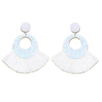 Load image into Gallery viewer, Fan Shaped Fashion Bohemian Big Tassel Drop Earrings w/ Hollow Gold Circle
