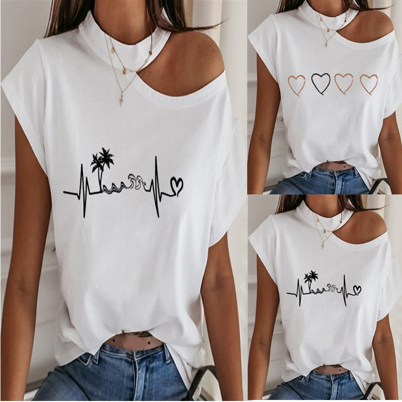 Sexy Off Shoulders Short-Sleeved T-shirt