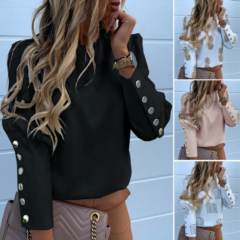 Long Sleeved Round Neck Blouse for Women