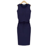 Load image into Gallery viewer, Stylish Pencil Dress - Women&#39;s Sleeveless Dress w/ Pockets
