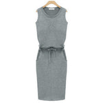 Load image into Gallery viewer, Stylish Pencil Dress - Women&#39;s Sleeveless Dress w/ Pockets
