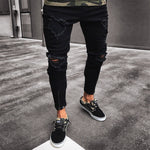 Load image into Gallery viewer, Cool Designer Black Ripped Skinny Slim Fit Jeans for Men
