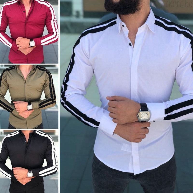 Men's Plain Formal Long Sleeve Slim Fit Shirts