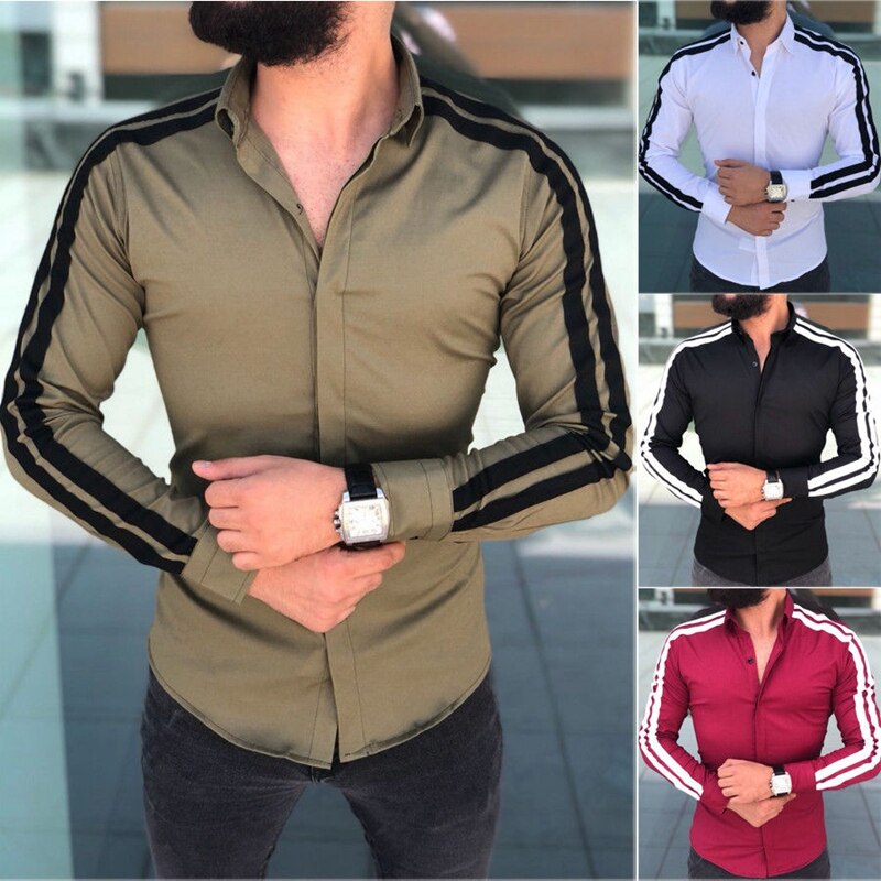 Men's Plain Formal Long Sleeve Slim Fit Shirts