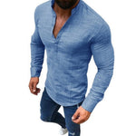 Load image into Gallery viewer, Cool Long Sleeve Slim Fit Tees - Men&#39;s Breathable Linen Shirt
