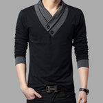 Load image into Gallery viewer, Wrap Collar Design Long Sleeve Men&#39;s T-shirts
