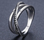 Load image into Gallery viewer, Sterling Silver Fine Jewelry -  Row Black Spinel Ring for Women
