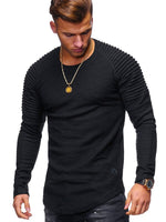 Load image into Gallery viewer, Fashionable Pleated Patch Detail Round Neck Men&#39;s T-Shirt
