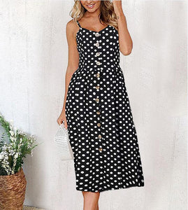 Casual Buttoned Down Shoulder Strap Women's Dress