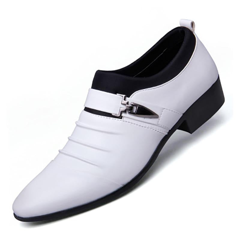 New British Men's Slip On Split Leather Pointed Toe Men Dress Shoes