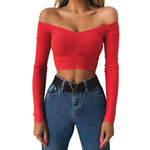 Load image into Gallery viewer, Fashionable Long Sleeve Off shoulder Crop Top for Women
