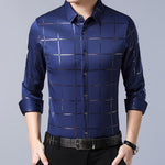 Load image into Gallery viewer, Luxury Plaid Long Sleeve Slim Fit Men&#39;s Shirt
