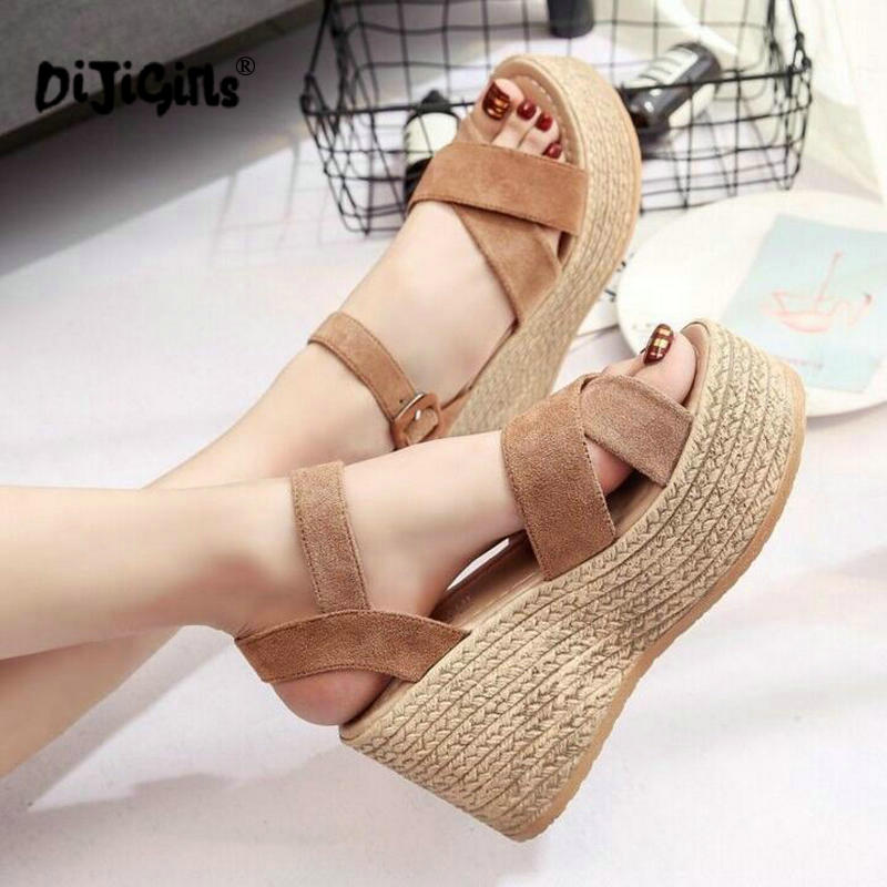 Summer Buckle Women's Velvet Wedges