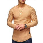 Load image into Gallery viewer, Fashionable Pleated Patch Detail Round Neck Men&#39;s T-Shirt
