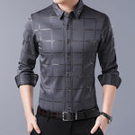 Load image into Gallery viewer, Luxury Plaid Long Sleeve Slim Fit Men&#39;s Shirt
