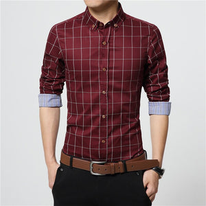 Plaid Patterned Business Shirt - Men's Slim Fit Shirts