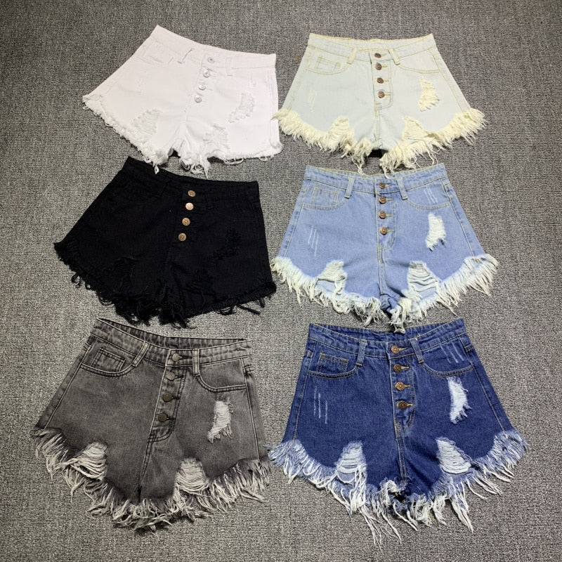 Fur-lined Leg-Opening Jean Shorts - Women's Shorts