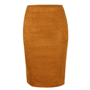 Women's Suede Midi Slim Fit Skirt