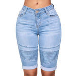 Load image into Gallery viewer, Women&#39;s Slim Fit Mid Length Jean Shorts
