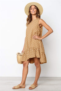 Mini Polka Dot Dress - Women's Pleated Dress