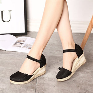 Fashionable Casual Linen Canvas Wedge