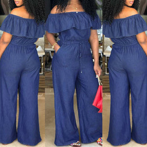 Fashionable Women's Off Shoulder Long Romper Jumpsuit