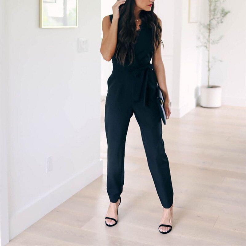 V-neck Sleeveless Romper - Women's Jumpsuits