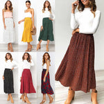 Load image into Gallery viewer, Polka/Floral Print Pleated Midi Skirt - Women&#39;s Elastic Side Pockets Skirts
