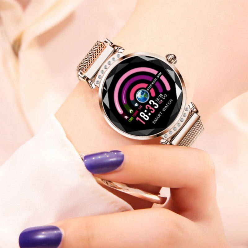 Newest Fashion H2 Smart Watch Women 3D Diamond Glass Heart Rate Blood Pressure Sleep Monitor Smartwatch