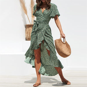 Women's Maxi Floral Print Boho Split Dress