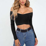 Load image into Gallery viewer, Fashionable Long Sleeve Off shoulder Crop Top for Women
