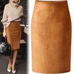 Load image into Gallery viewer, Women&#39;s Suede Midi Slim Fit Skirt
