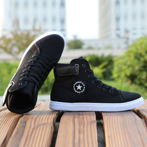 High-top Sneakers - Men's Lace-up Canvas