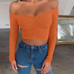 Load image into Gallery viewer, Fashionable Long Sleeve Off shoulder Crop Top for Women
