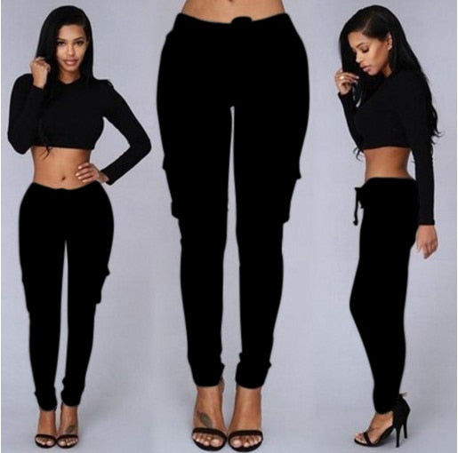 Sexy Elastic Waist Women Cargo Joggers