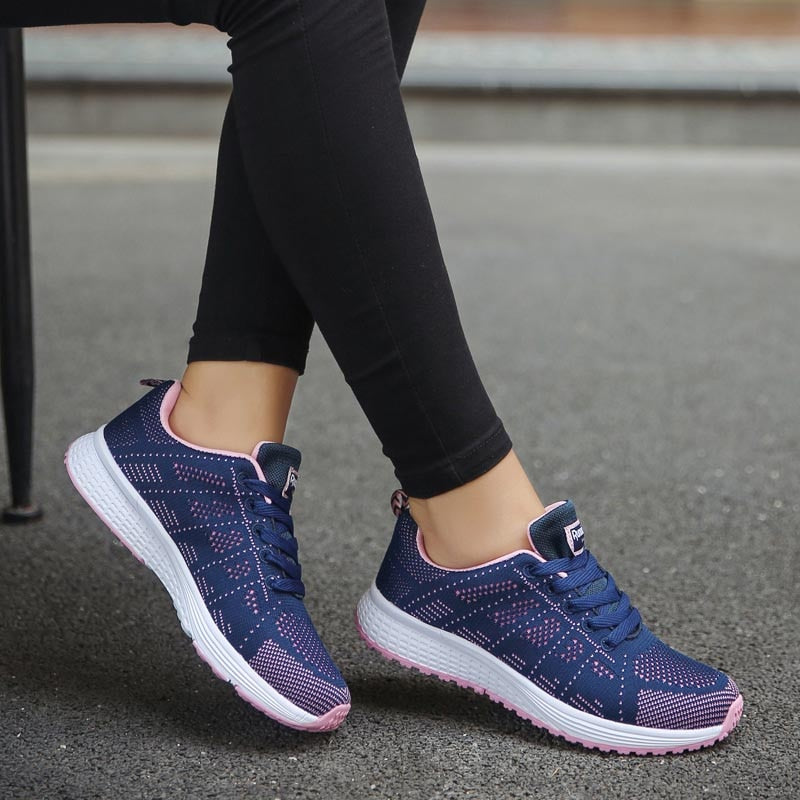 Casual Lace-up Walking Trainers - Women's Sneakers