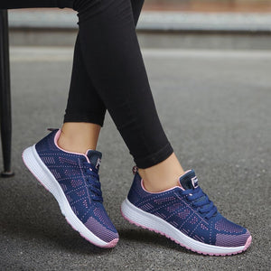 Casual Lace-up Walking Trainers - Women's Sneakers