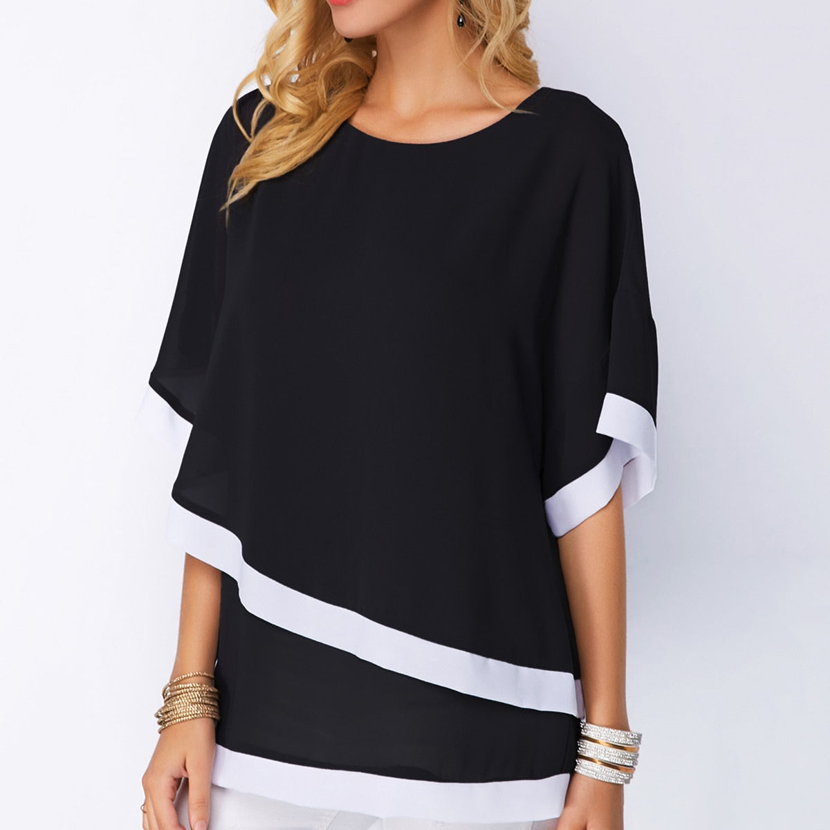 Women's Double Layer Chiffon Blouse