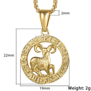 12 Horoscope Zodiac Sign Gold Pendant Necklace - 12 Constellations Jewelry