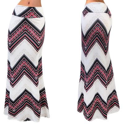 Women's Elastic High-waist Long Pencil Patterned Skirt