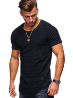 Load image into Gallery viewer, Fashionable Pleated Patch Detail Round Neck Men&#39;s T-Shirt
