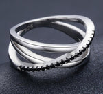 Load image into Gallery viewer, Sterling Silver Fine Jewelry -  Row Black Spinel Ring for Women
