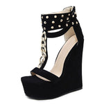 Load image into Gallery viewer, Black Gladiator Women&#39;s High Heel Wedges
