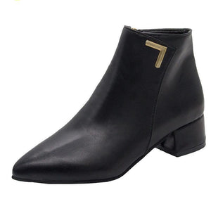 Low Heel Women Suede and Leather Boot