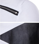 Load image into Gallery viewer, Diagonal Patchwork Leather Zipper Men&#39;s Short Sleeve T-Shirt
