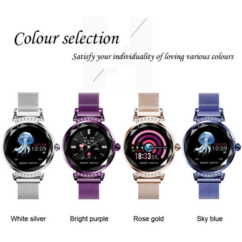 Newest Fashion H2 Smart Watch Women 3D Diamond Glass Heart Rate Blood Pressure Sleep Monitor Smartwatch