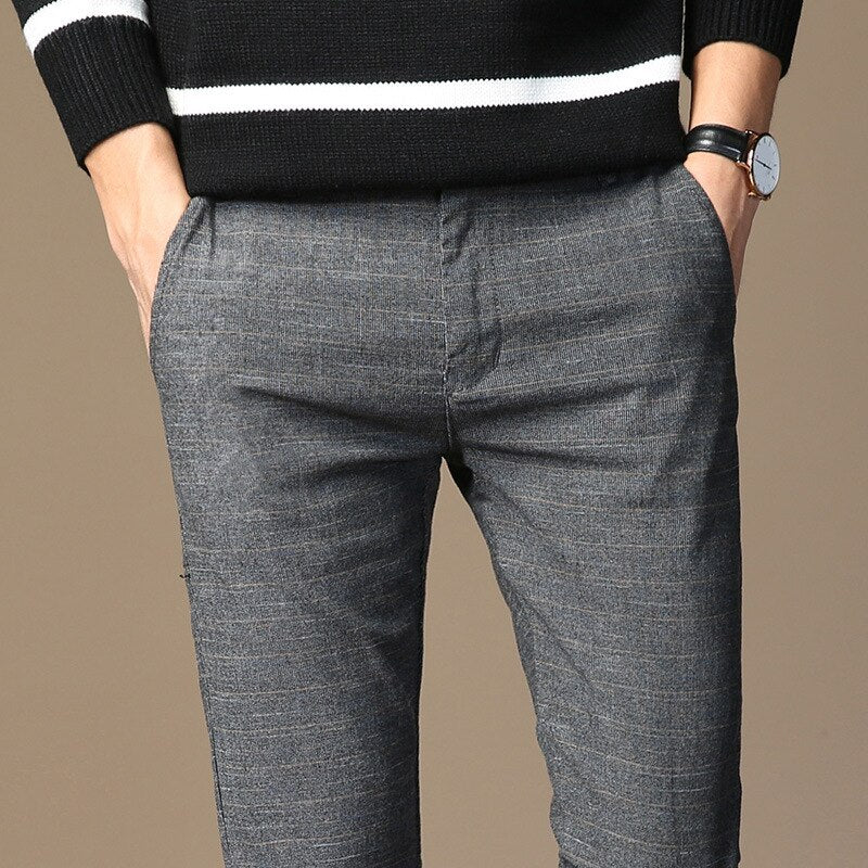 Elastic Striped Men's Casual Straight Pants