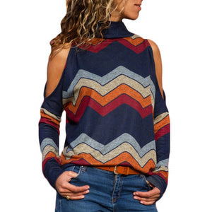 Women's Turtleneck Off Shoulder Long Sleeve Shirt