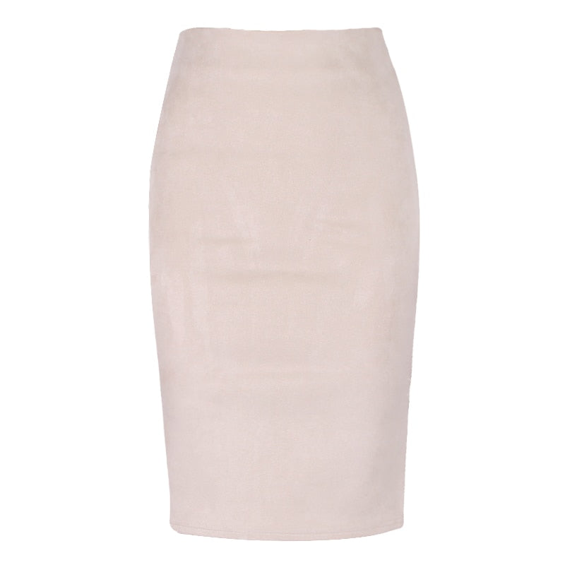 Women's Suede Midi Slim Fit Skirt