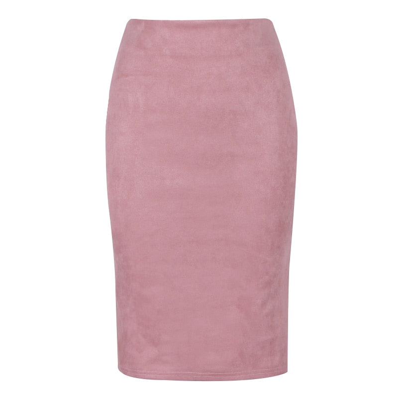 Women's Suede Midi Slim Fit Skirt